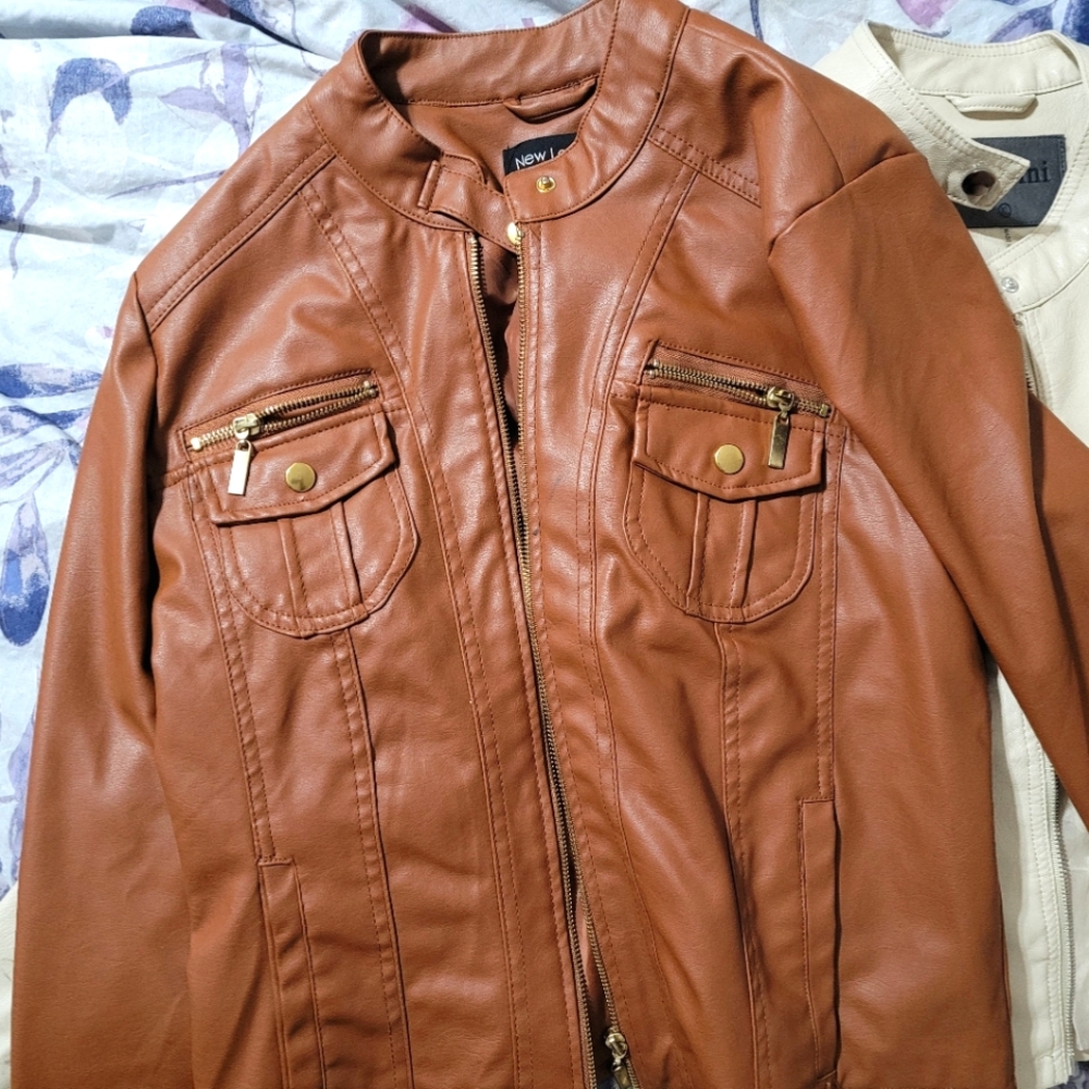New Look Adult Small Brown Faux Leather Jacket